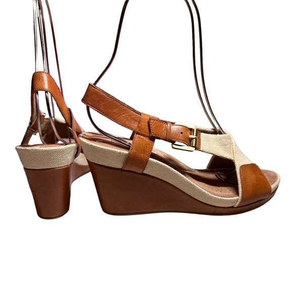 Circa Joan David Cloth & Leather Wedge Sandal 7M - Picture 5 of 10